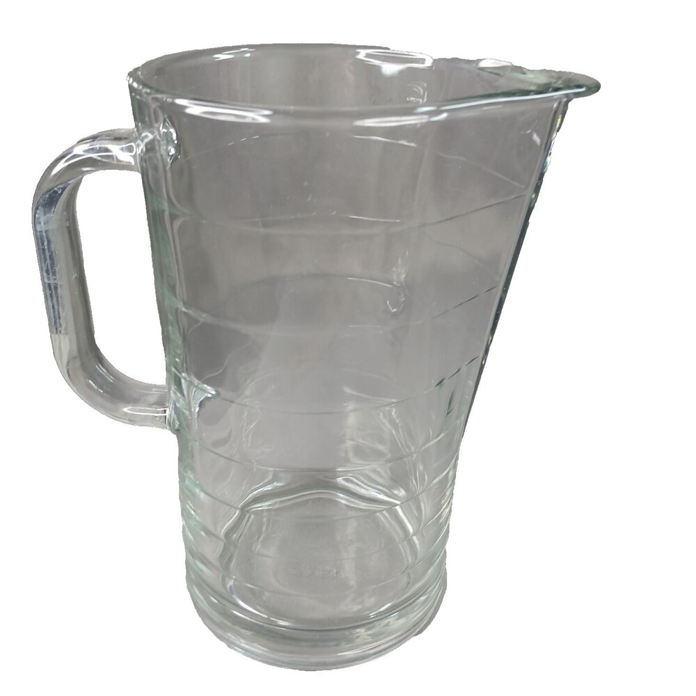 IKEA Svepa Clear Glass Water Pitcher Ribbed Ringed 32 oz 7.5" Italy Retired
